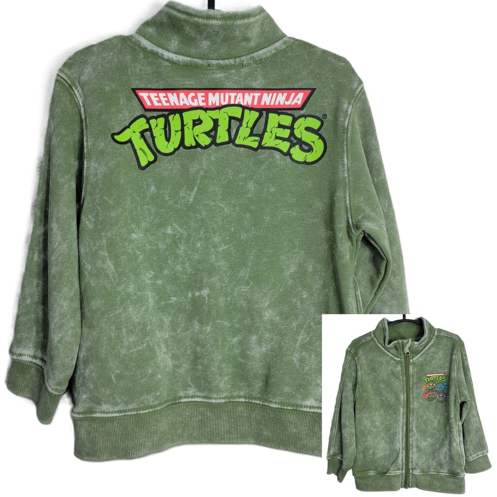 Nickelodeon Boys‎ 2T Teenage Mutant Ninja Turtles Green Acid Wash Zip Jacket